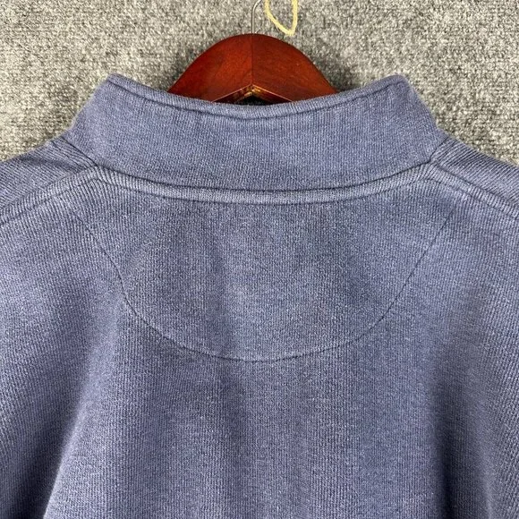 Orvis Sweater Mens Medium 1/4 Zip Blue Pullover Long Sleeve Rib Hem Cuffs - Picture 8 of 8